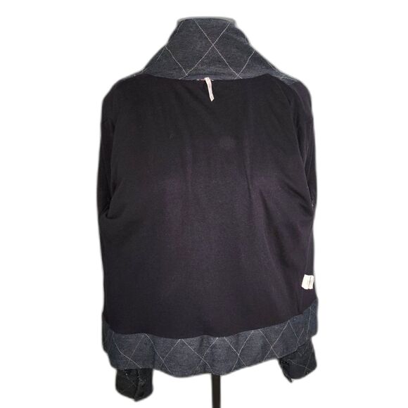 Free People Charcoal Grey Quilted Studded Zipper Jacket Size M - Picture 2 of 11